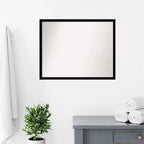 Specchio da parete per bagno nero lucido 30" x 24", rettangolare moderno, a muro