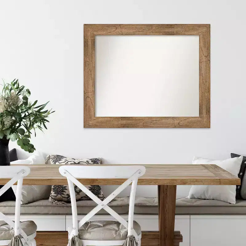 Specchio da parete Ashton nero in legno smussato 31" x 25", stile moderno, include l'hardware di montaggio