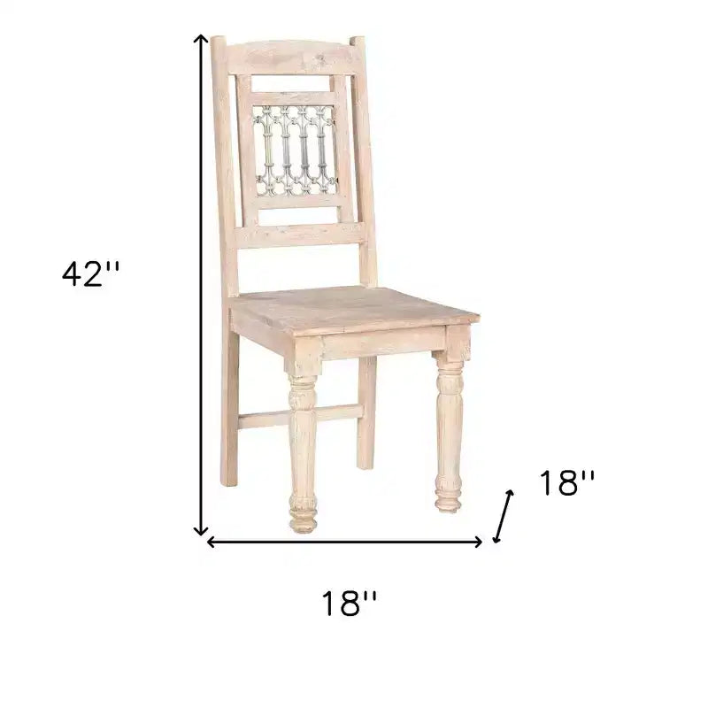 Set di 2 sedie da pranzo con schienale a doghe in legno bianco