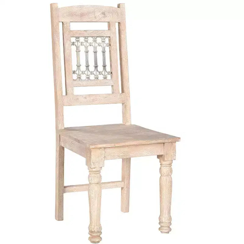 Set di 2 sedie da pranzo con schienale a doghe in legno bianco