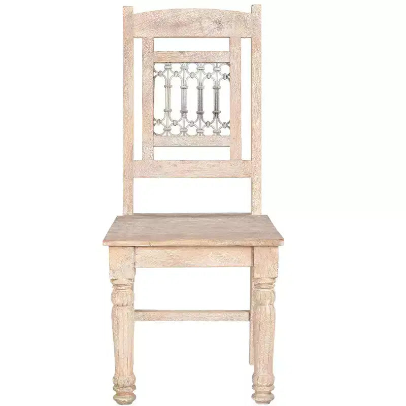 Set di 2 sedie da pranzo con schienale a doghe in legno bianco