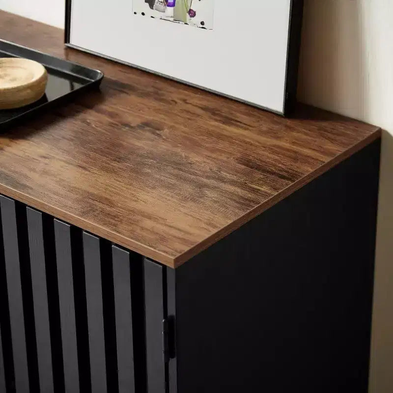 Specchio da parete Rustico Espresso con doghe in legno 42" x 30", senza cornice smussata
