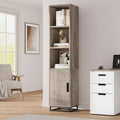 70-inch high storage cabinet with metal frame base and adjustable shelves, open freestanding storage cabinet for bathroom, living room