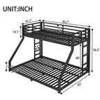 Letto a castello Twin XL su Queen con scaletta e ringhiera di sicurezza, resistente, nero