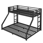 Letto a castello Twin XL su Queen con scaletta e ringhiera di sicurezza, resistente, nero