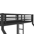 Letto a castello Twin XL su Queen con scaletta e ringhiera di sicurezza, resistente, nero