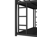 Letto a castello Twin XL su Queen con scaletta e ringhiera di sicurezza, resistente, nero