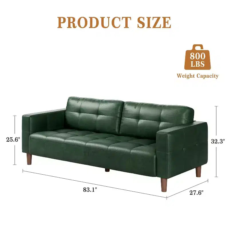 Divano a 3 posti in similpelle da 211,1 cm, Divanetto imbottito oversize, Moderno di metà secolo