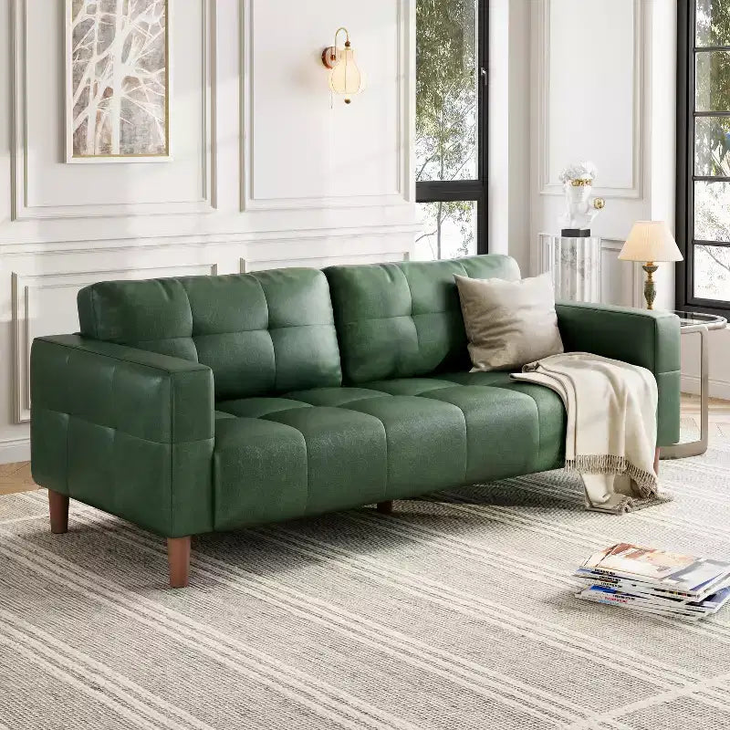 Divano a 3 posti in similpelle da 211,1 cm, Divanetto imbottito oversize, Moderno di metà secolo