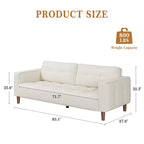 Divano a 3 posti in similpelle da 211,1 cm, Divanetto imbottito oversize, Moderno di metà secolo