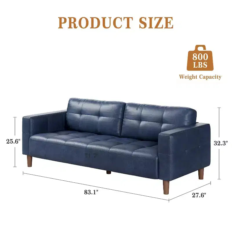 Divano a 3 posti in similpelle da 211,1 cm, Divanetto imbottito oversize, Moderno di metà secolo