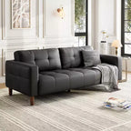 COZONY 83.1 Faux Leather 3-Seater Sofa Couch, Oversized Upholstered Loveseat with Back Cushion, Mid-Century Modern Couch for Living Room, Office