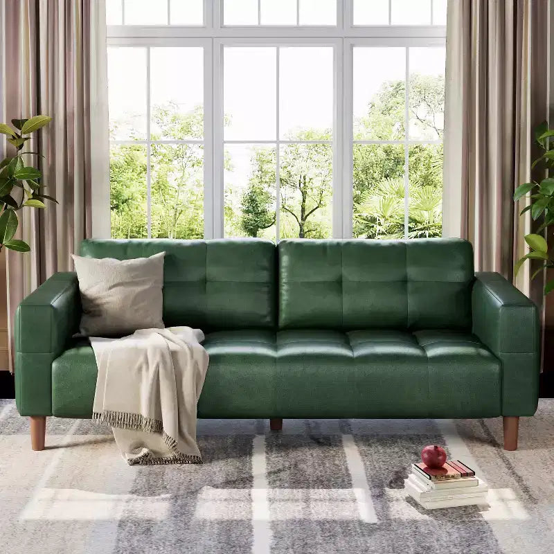 Divano a 3 posti in similpelle da 211,1 cm, Divanetto imbottito oversize, Moderno di metà secolo