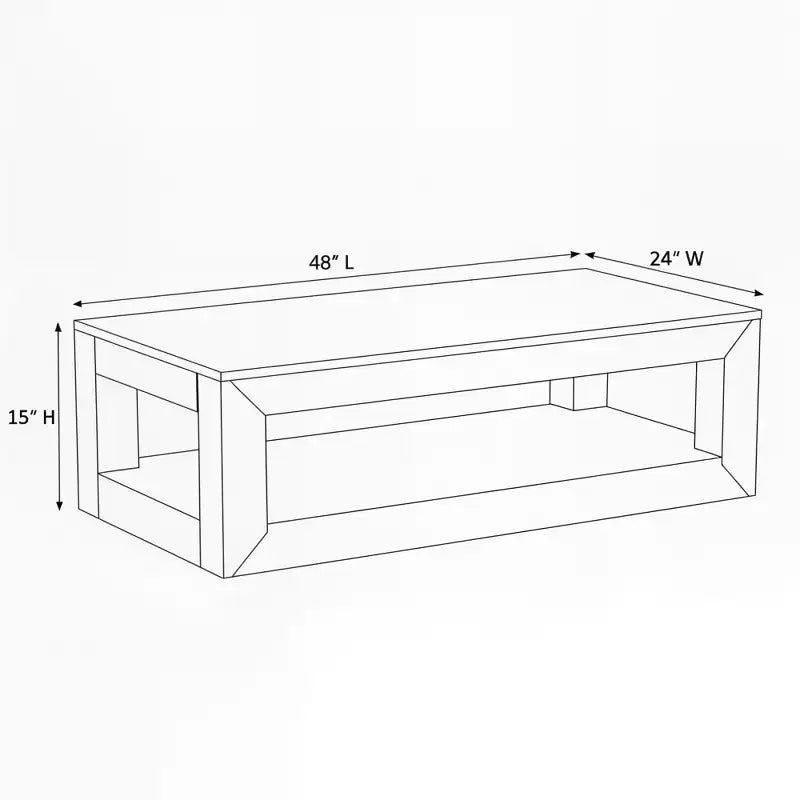 Tavolino da caffè rettangolare moderno con ripiano inferiore (1220 mm x 610 mm)