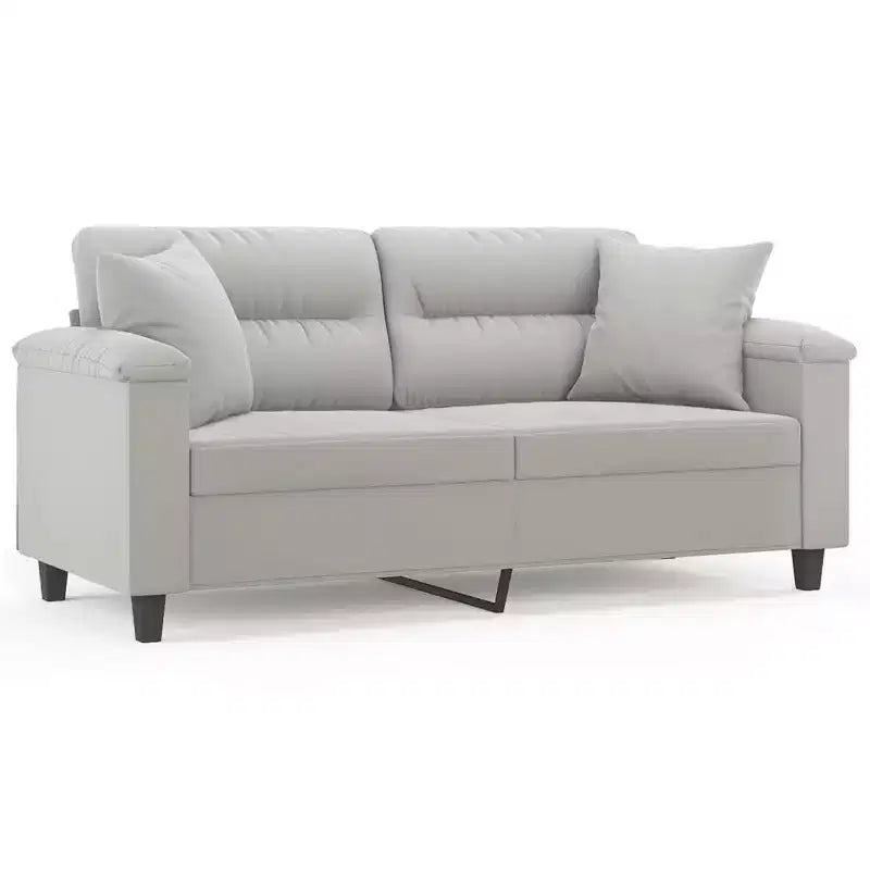 vidaXL 3-Seater Sofa with Pillows Couch Settee Dark Gray Microfiber Fabric