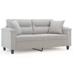 vidaXL 3-Seater Sofa with Pillows Couch Settee Dark Gray Microfiber Fabric