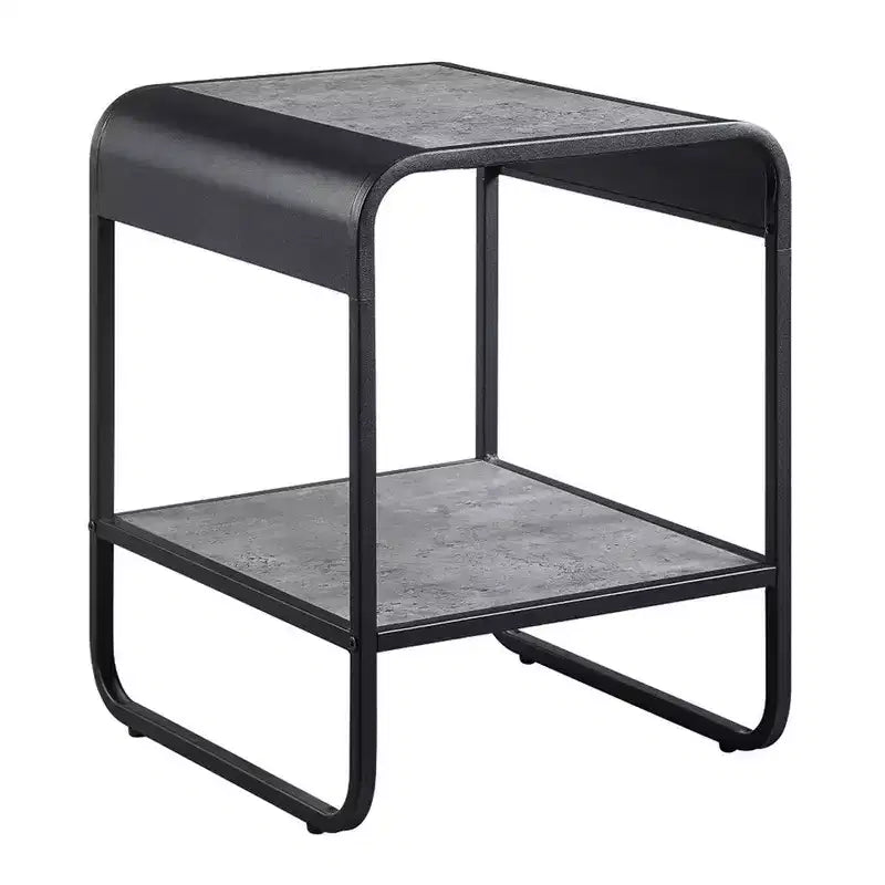 Tavolino moderno da 53 cm con ripiani aperti, in legno, grigio e nero