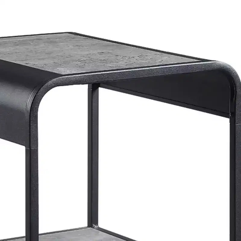 Tavolino moderno da 53 cm con ripiani aperti, in legno, grigio e nero