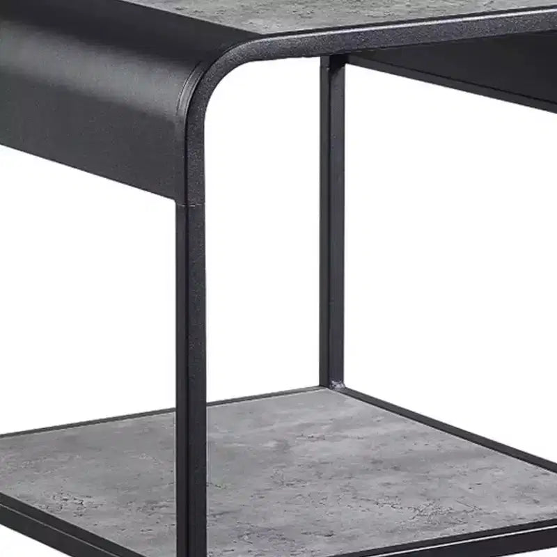 Tavolino moderno da 53 cm con ripiani aperti, in legno, grigio e nero