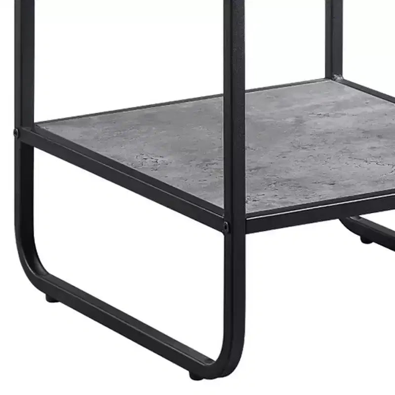 Tavolino moderno da 53 cm con ripiani aperti, in legno, grigio e nero