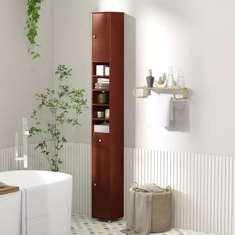 Mobiletto da bagno alto e stretto salvaspazio con cassetto e ripiani regolabili