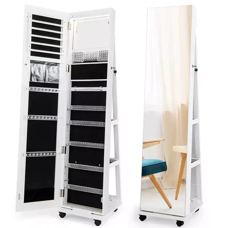 Armadietto portagioie con specchio e luci a LED da 64" con serratura