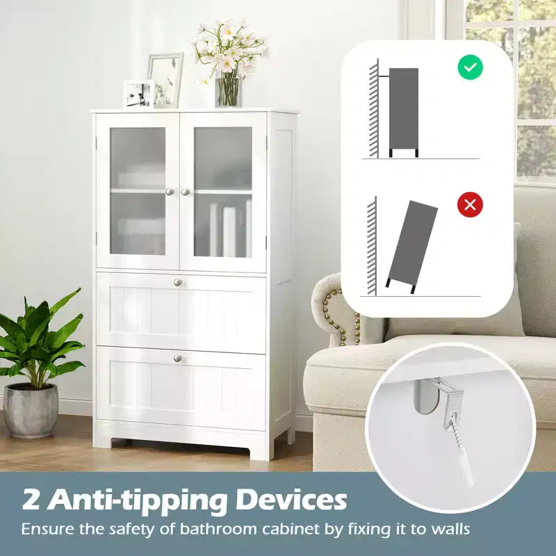 Mobiletto da bagno a terra con 2 cassetti