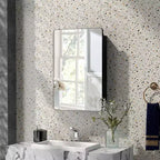 Mobiletto specchio da bagno 50x75 cm con cornice in alluminio e ripiani regolabili