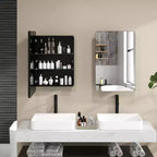Mobiletto specchio da bagno 50x75 cm con cornice in alluminio e ripiani regolabili