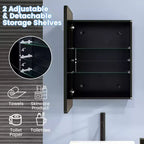 Mobiletto specchio da bagno 50x75 cm con cornice in alluminio e ripiani regolabili