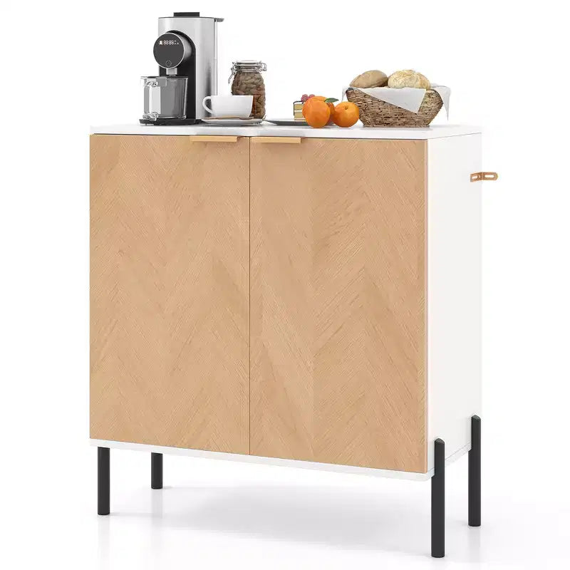Costway 2-Door Buffet Cabinet Sideboard Cabinet w/ Shelf Metal Legs&Anti-Tipping Kits
