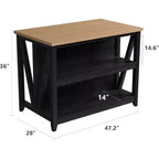 Mobile dispensa a isola V-Leg modello 02, Nero + Tonalità legno, con LED e presa, Mobile contenitore per postazione da cucina