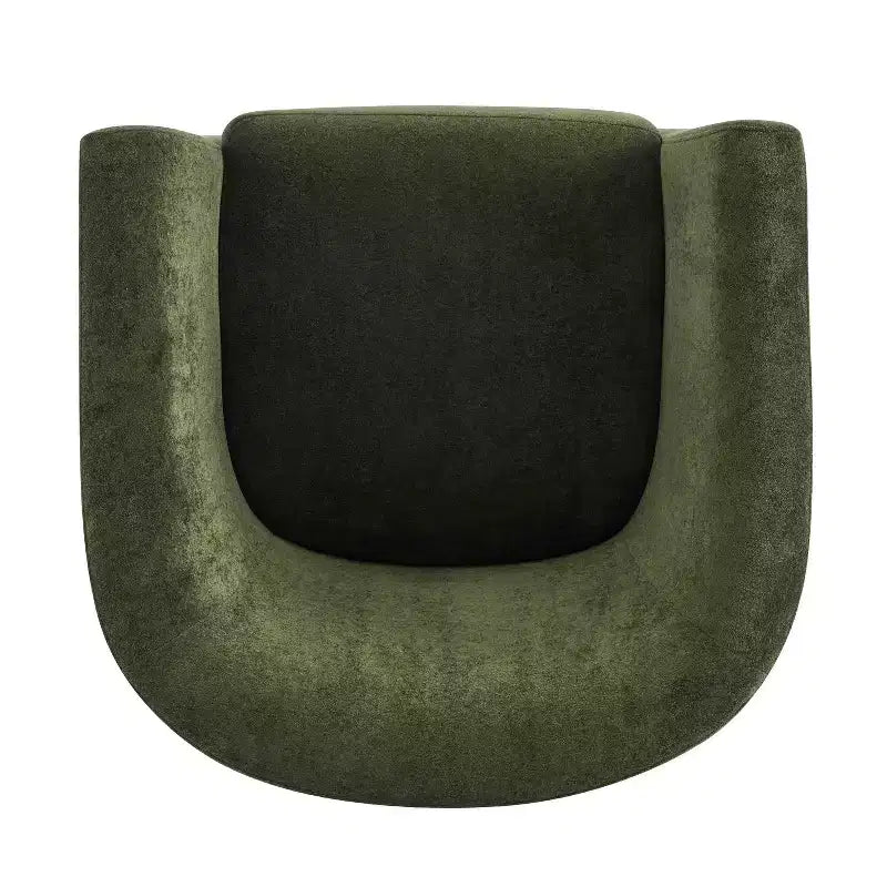 Poltrona girevole a 360° in velluto con base in legno, stile moderno