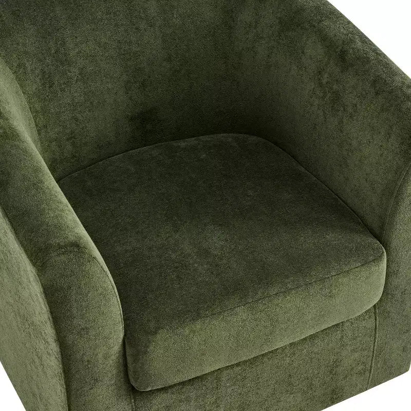 Poltrona girevole a 360° in velluto con base in legno, stile moderno