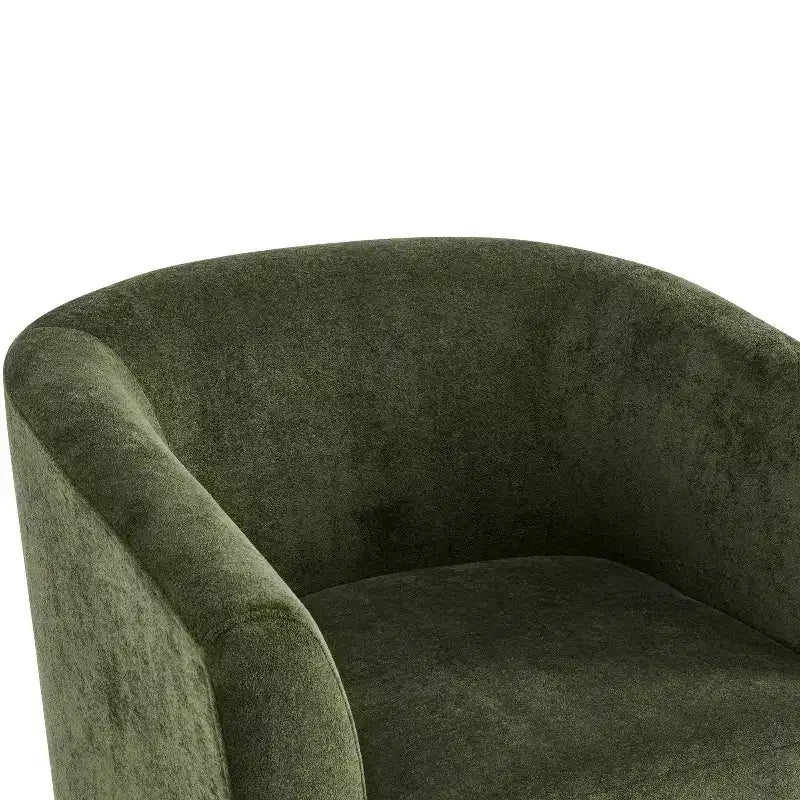 Poltrona girevole a 360° in velluto con base in legno, stile moderno