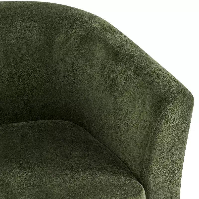 Poltrona girevole a 360° in velluto con base in legno, stile moderno