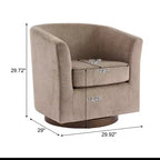 Poltrona girevole a 360° in velluto con base in legno, stile moderno