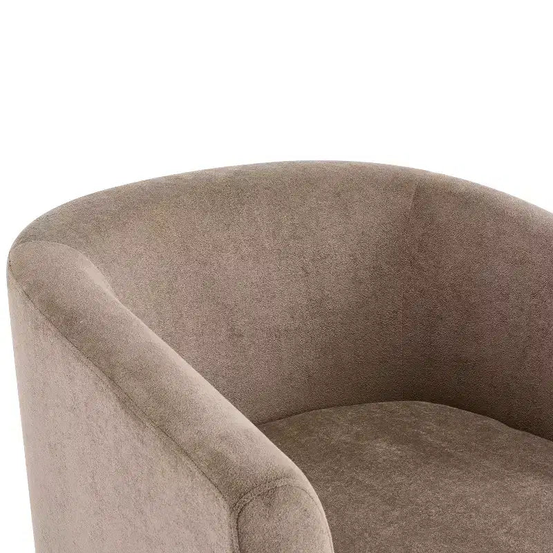 Poltrona girevole a 360° in velluto con base in legno, stile moderno