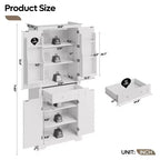 Dispensa alta 183 cm per cucina con ante, ripiani e luce con sensore di movimento