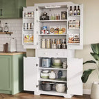 Dispensa alta 183 cm per cucina con ante, ripiani e luce con sensore di movimento