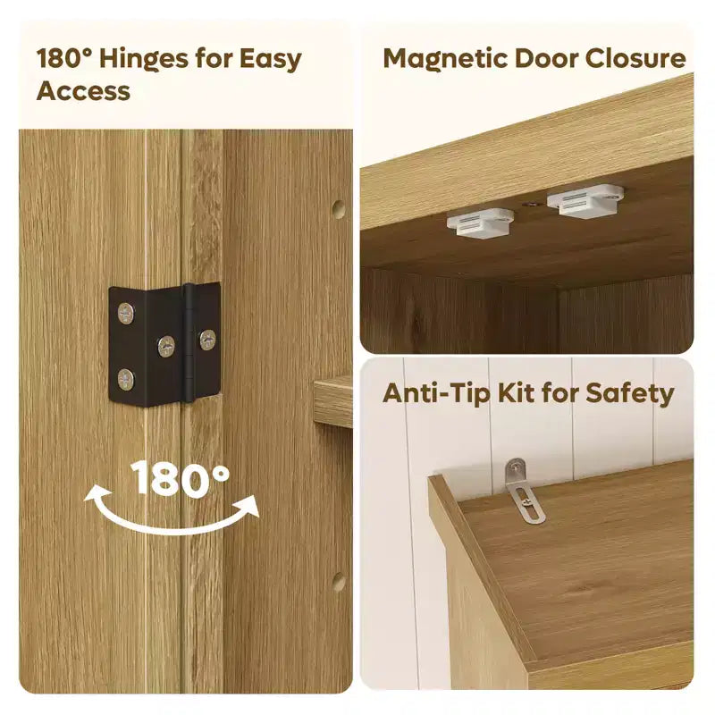 Dispensa alta 183 cm per cucina con ante, ripiani e luce con sensore di movimento