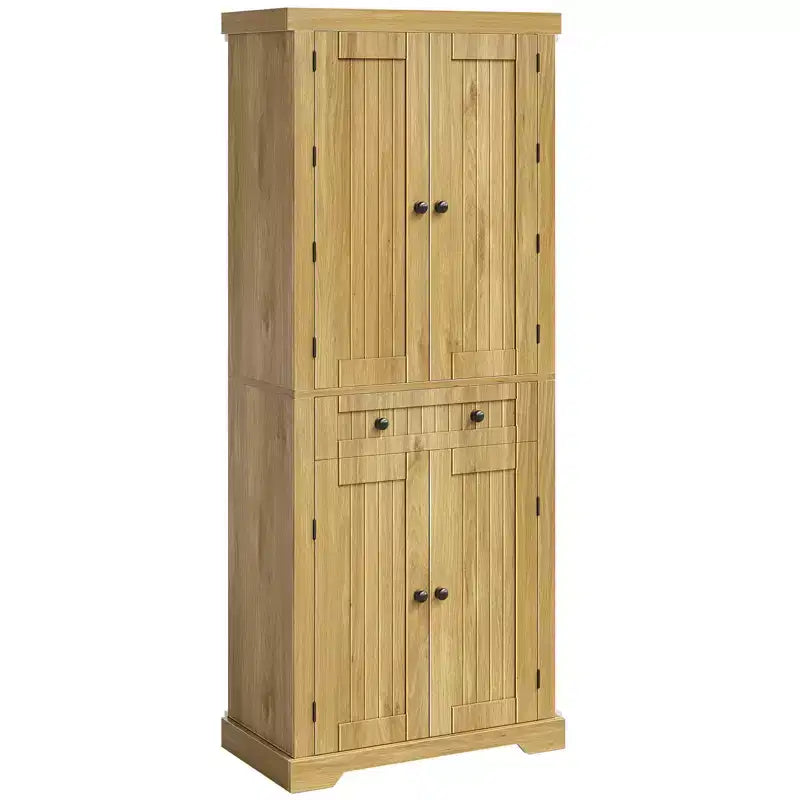 Dispensa alta 183 cm per cucina con ante, ripiani e luce con sensore di movimento
