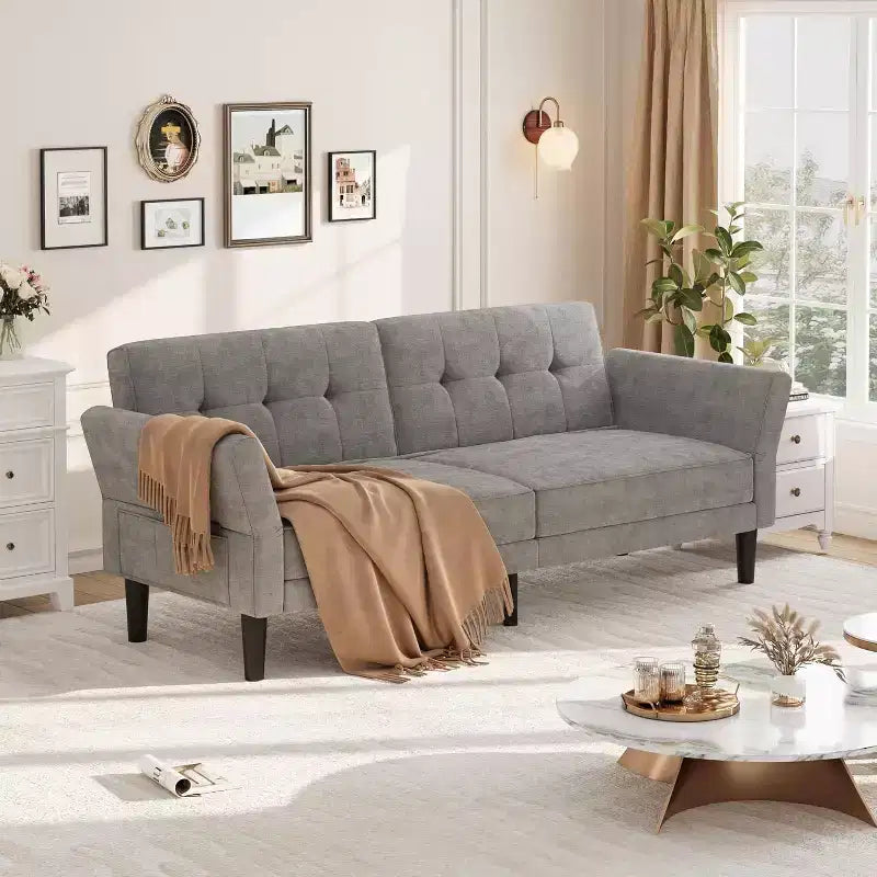 89 Futon divano letto, divano letto convertibile con schienale e braccioli regolabili, divano letto moderno a due posti per soggiorno, camera da letto, appartamenti