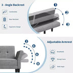 89 Futon divano letto, divano letto convertibile con schienale e braccioli regolabili, divano letto moderno a due posti per soggiorno, camera da letto, appartamenti