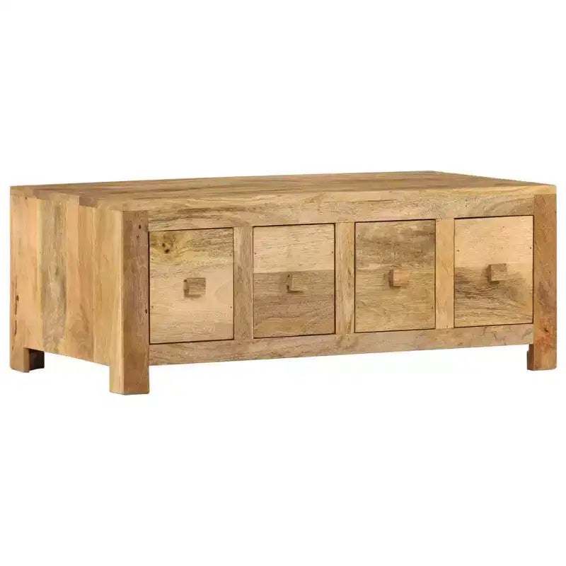 Tavolino da salotto con 4 cassetti, 89,9 x 50 x 35 cm, in legno massello di mango