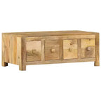 Tavolino da salotto con 4 cassetti, 89,9 x 50 x 35 cm, in legno massello di mango
