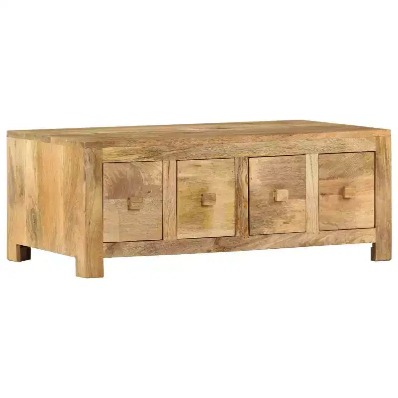 Tavolino da salotto con 4 cassetti, 89,9 x 50 x 35 cm, in legno massello di mango