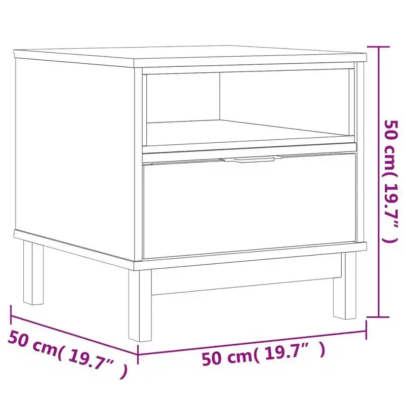 Tavolino 50 x 50 x 50 cm, in legno massello di pino