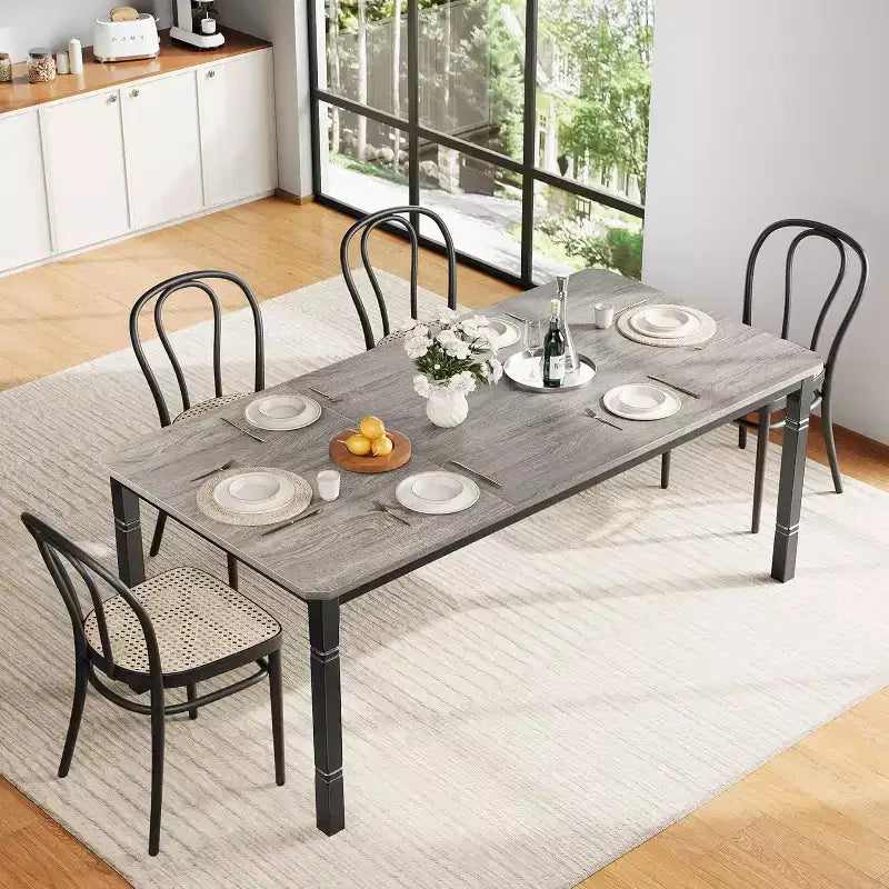 79 Grande tavolo da pranzo industriale per 6-8 persone Tavolo da cucina rettangolare in legno Tavolo da pranzo moderno in stile rustico