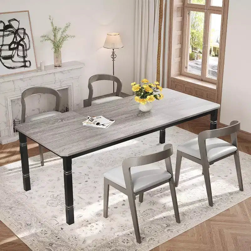 79 Grande tavolo da pranzo industriale per 6-8 persone Tavolo da cucina rettangolare in legno Tavolo da pranzo moderno in stile rustico